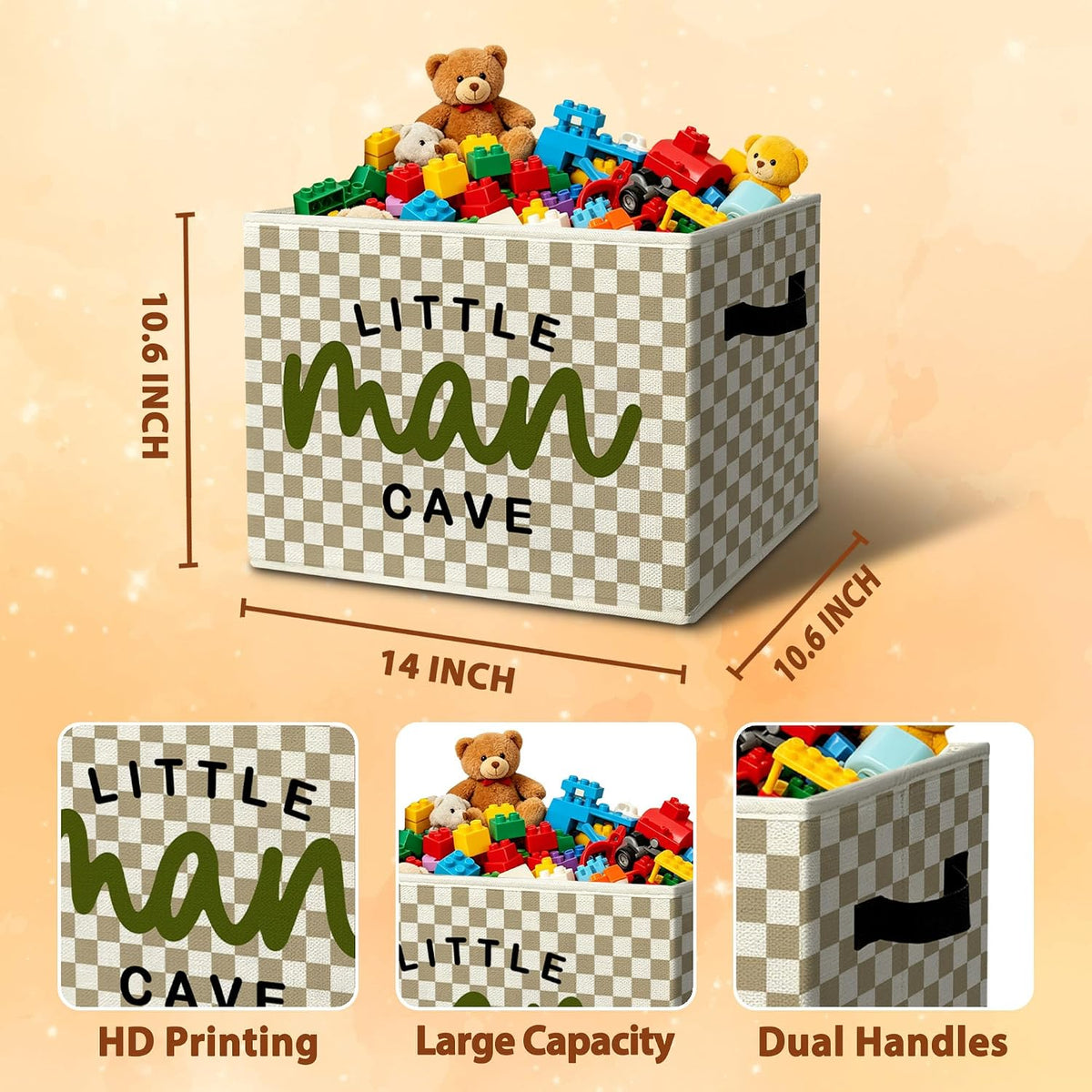 Rustic Where the Wild Ones Play Storage Bins Boxes with Handles - Colors B