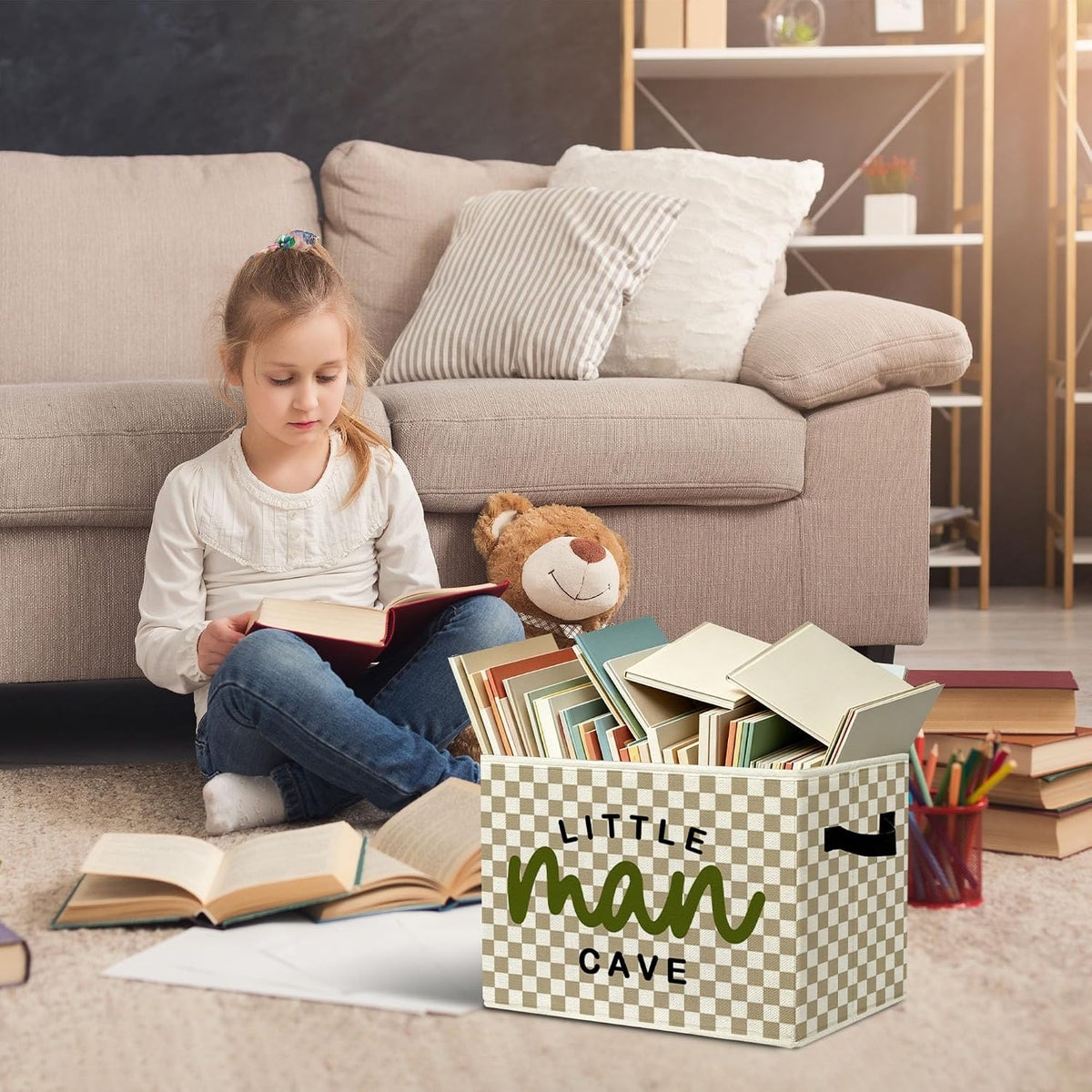 Rustic Where the Wild Ones Play Storage Bins Boxes with Handles - Colors B