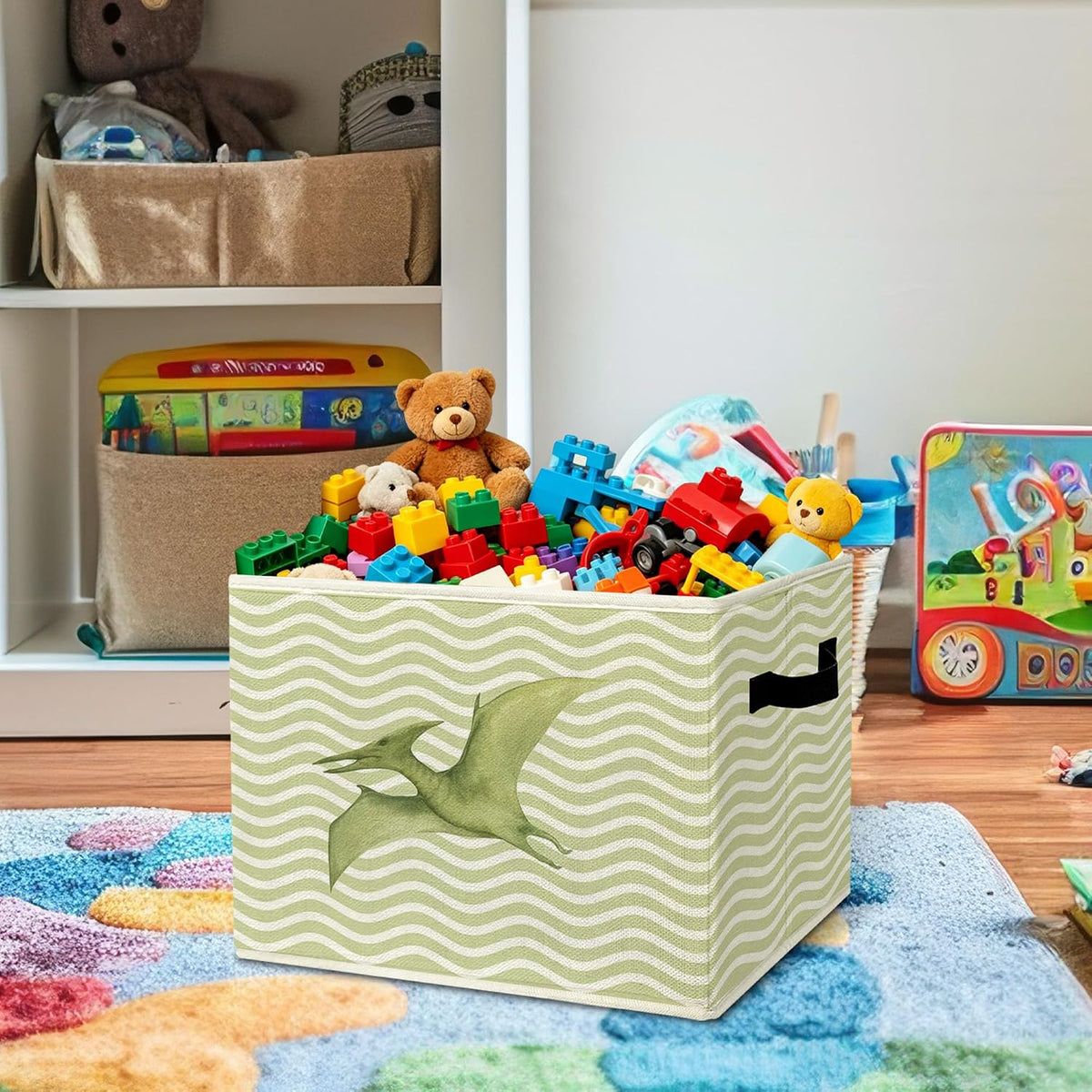 Rustic Where the Wild Ones Play Storage Bins Boxes with Handles - Colors B