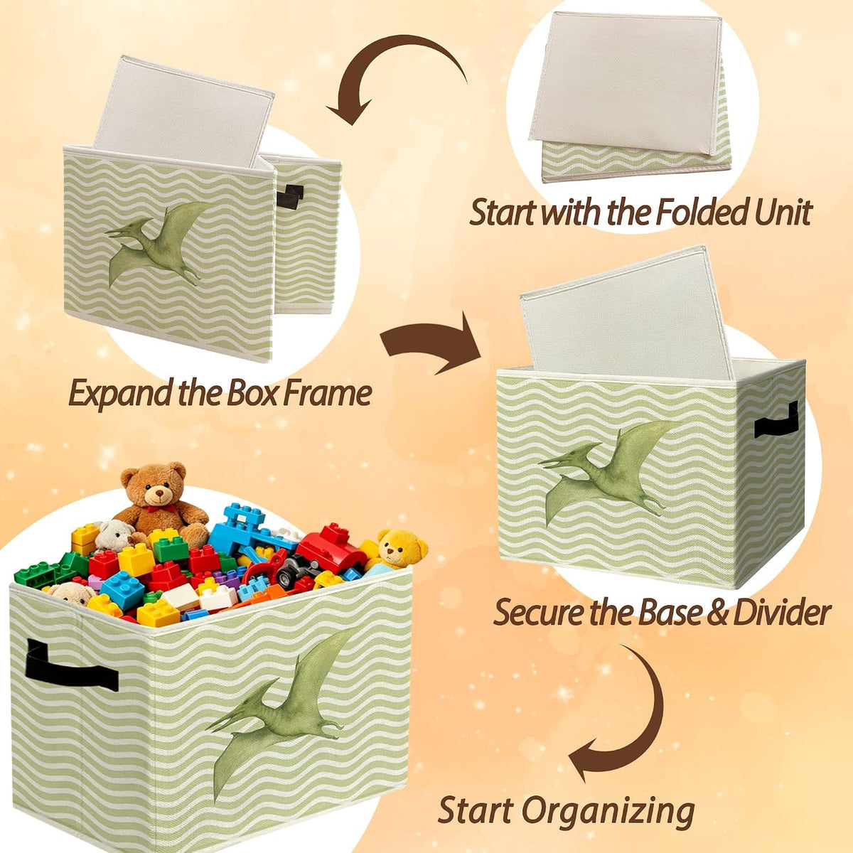 Rustic Where the Wild Ones Play Storage Bins Boxes with Handles - Colors B