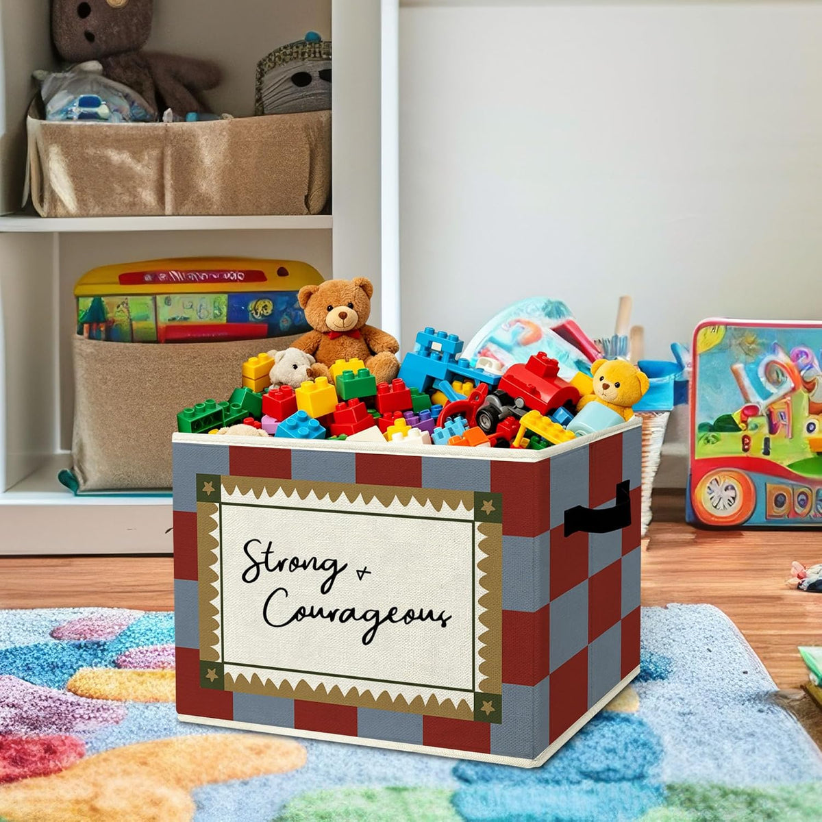 Rustic Where the Wild Ones Play Storage Bins Boxes with Handles - Colors B