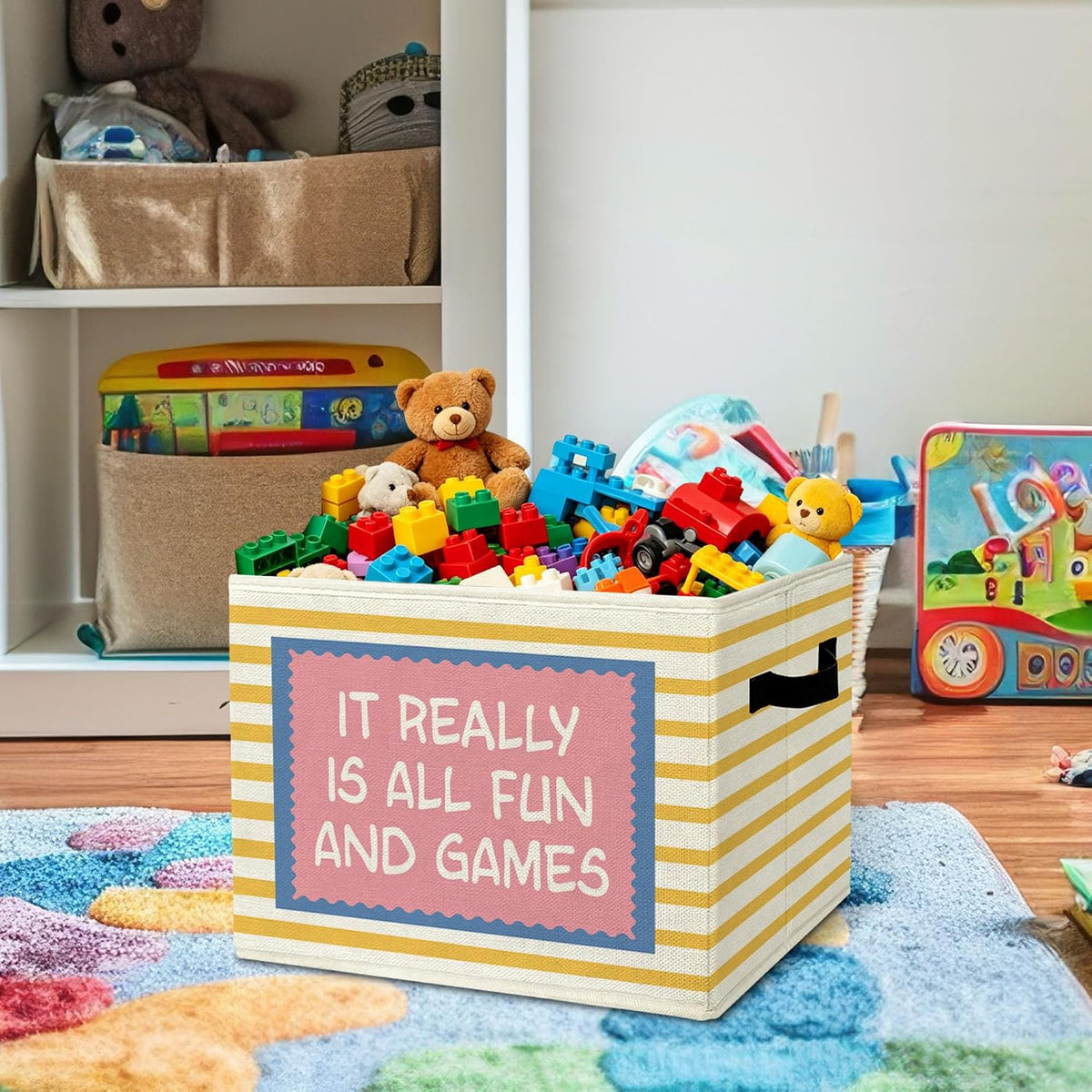 Rustic Where the Wild Ones Play Storage Bins Boxes with Handles - Colors B