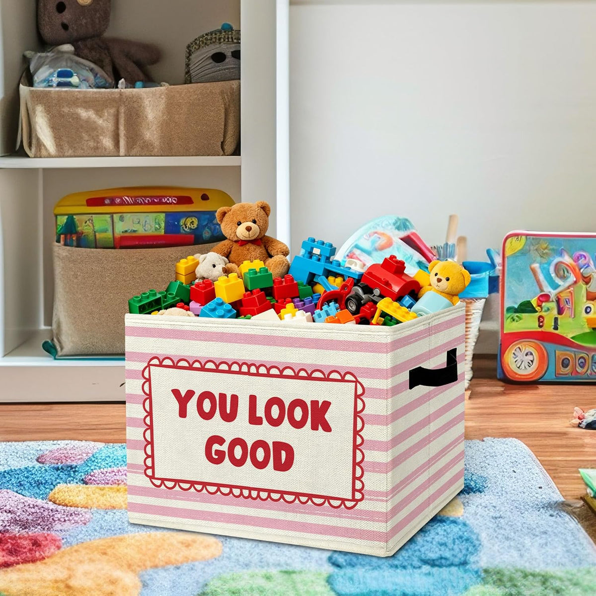 Rustic Where the Wild Ones Play Storage Bins Boxes with Handles - Colors B