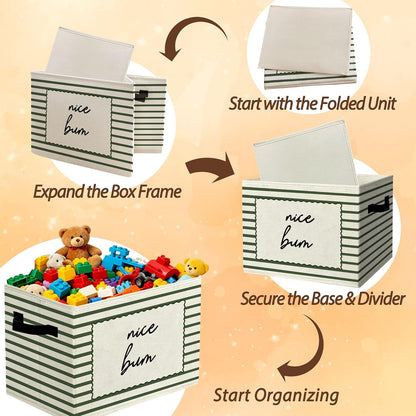 Rustic Where the Wild Ones Play Storage Bins Boxes with Handles - Colors B