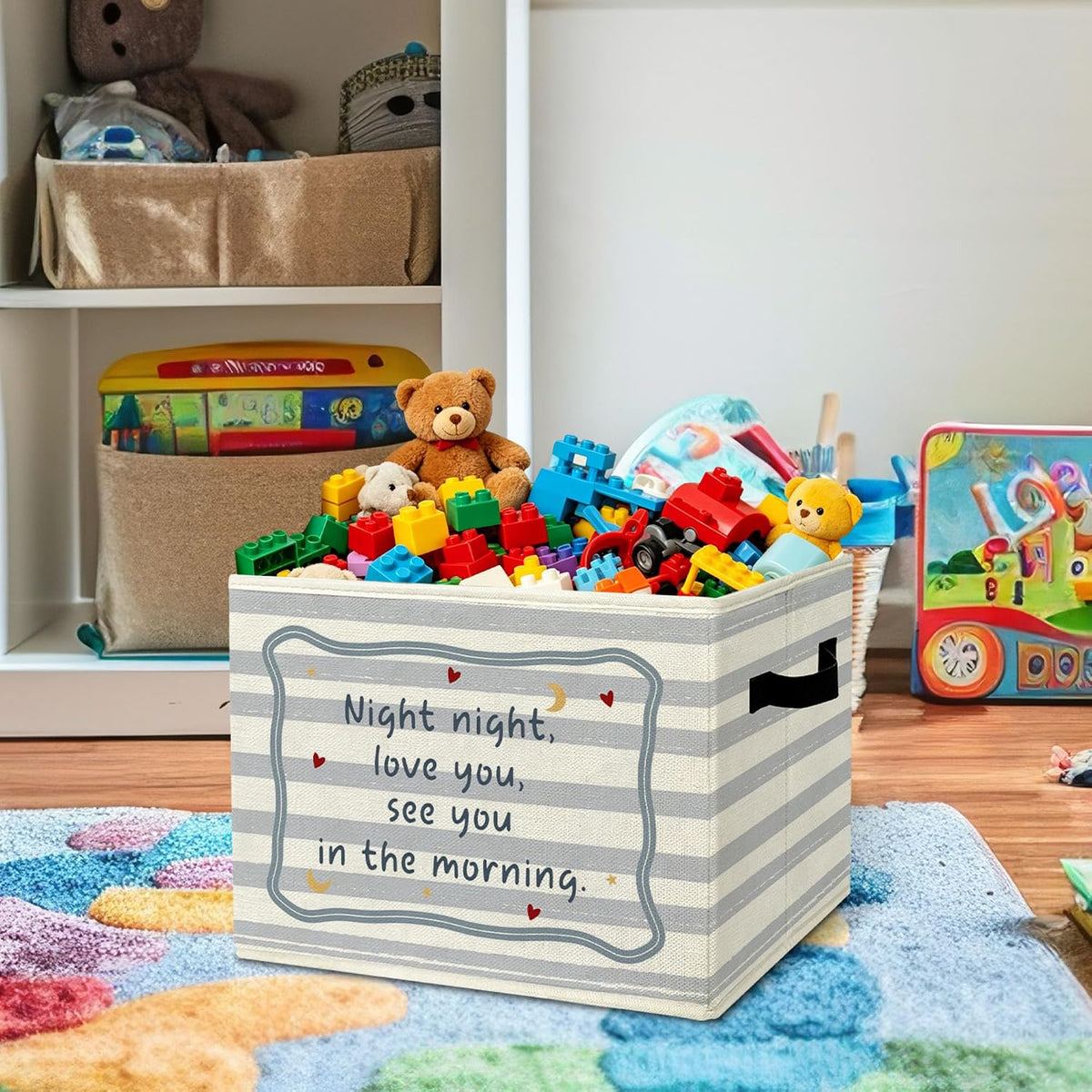 Rustic Where the Wild Ones Play Storage Bins Boxes with Handles - Colors B