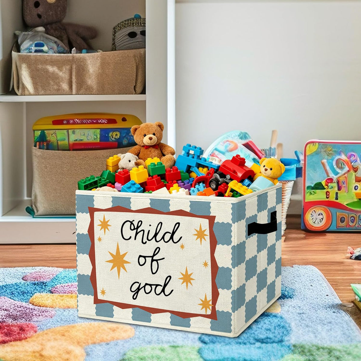 Rustic Where the Wild Ones Play Storage Bins Boxes with Handles - Colors B