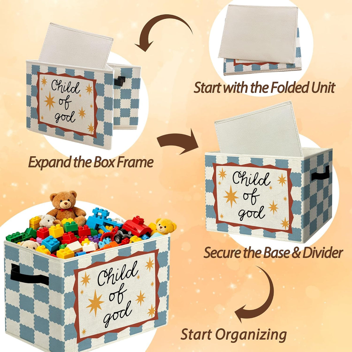 Rustic Where the Wild Ones Play Storage Bins Boxes with Handles - Colors B
