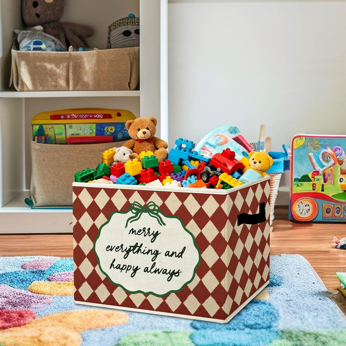 Rustic Where the Wild Ones Play Storage Bins Boxes with Handles - Colors B