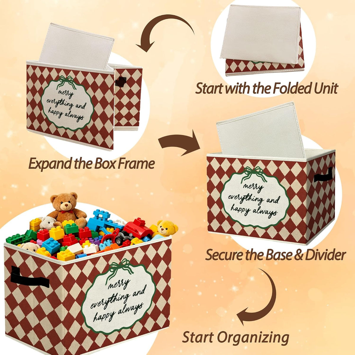Rustic Where the Wild Ones Play Storage Bins Boxes with Handles - Colors B