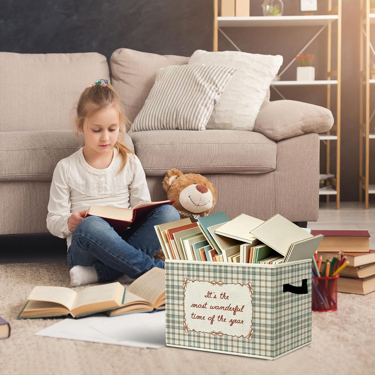 Rustic Where the Wild Ones Play Storage Bins Boxes with Handles - Colors B