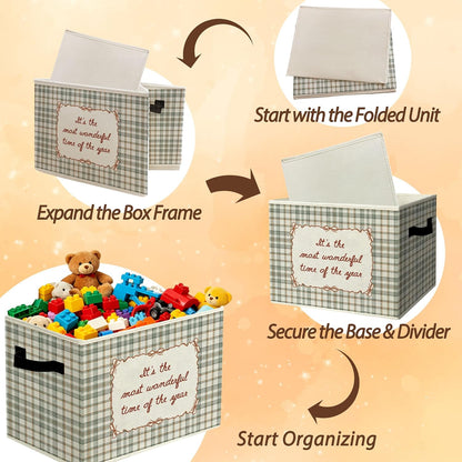 Rustic Where the Wild Ones Play Storage Bins Boxes with Handles - Colors B
