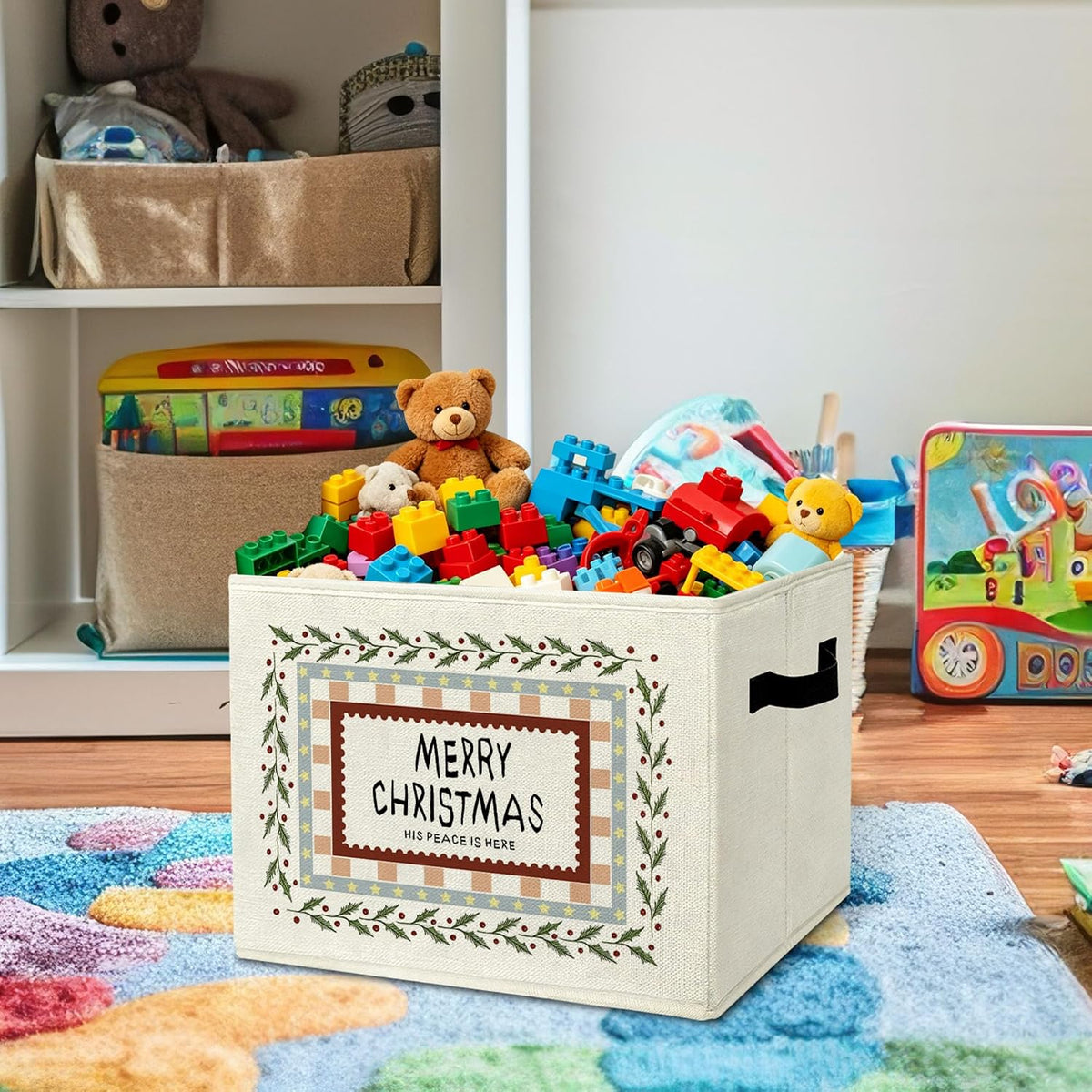 Rustic Where the Wild Ones Play Storage Bins Boxes with Handles - Colors B
