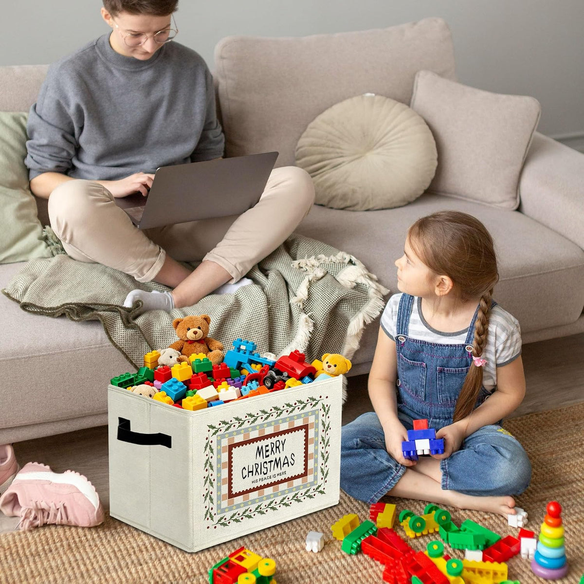 Rustic Where the Wild Ones Play Storage Bins Boxes with Handles - Colors B