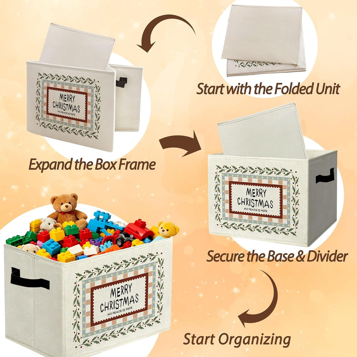 Rustic Where the Wild Ones Play Storage Bins Boxes with Handles - Colors B