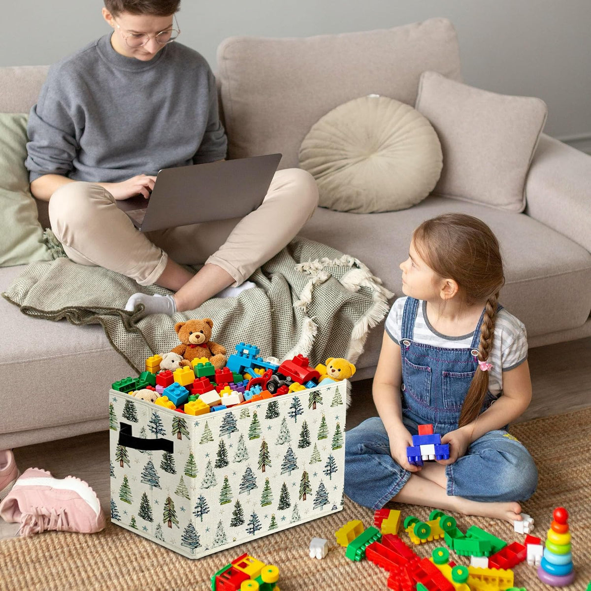 Rustic Where the Wild Ones Play Storage Bins Boxes with Handles - Colors B