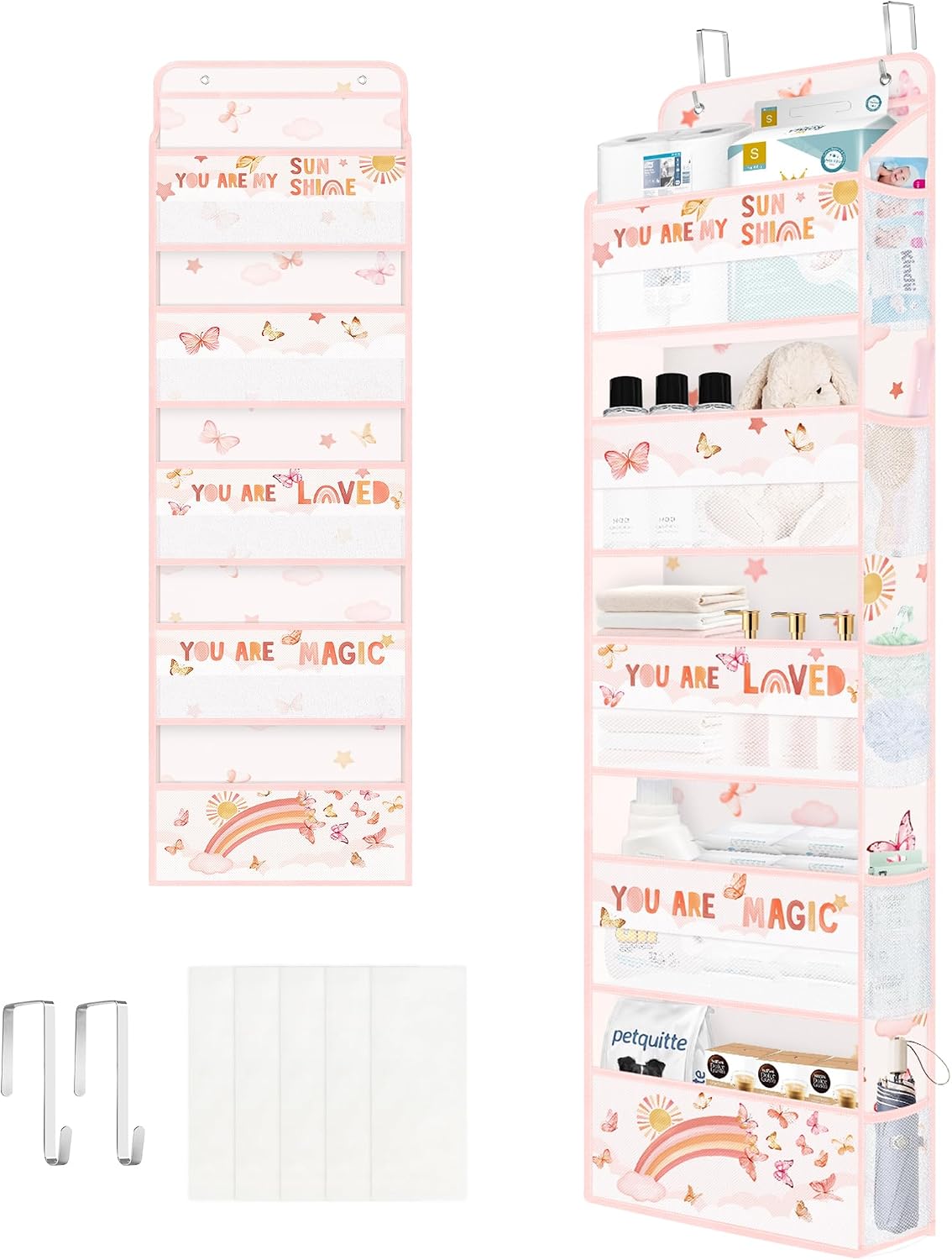 Over the Door Organizer Diaper Toy Nursery Hanging Shelf, Rainbow