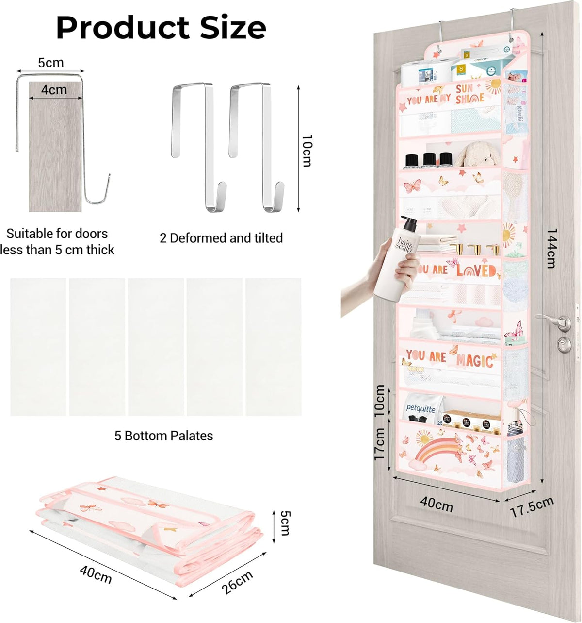 Over the Door Organizer Diaper Toy Nursery Hanging Shelf, Rainbow
