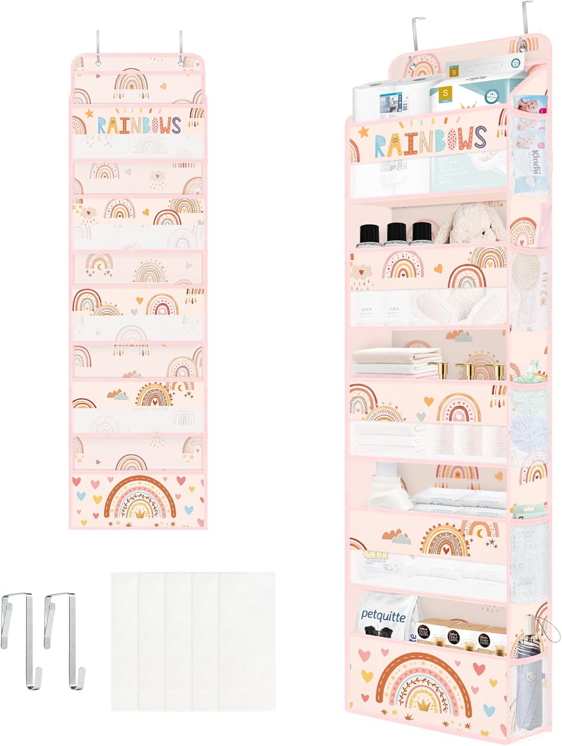 Over the Door Organizer Diaper Toy Nursery Hanging Shelf, Rainbow