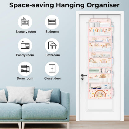 Over the Door Organizer Diaper Toy Nursery Hanging Shelf, Rainbow