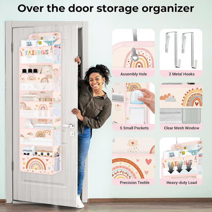 Over the Door Organizer Diaper Toy Nursery Hanging Shelf, Rainbow