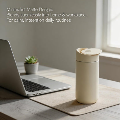 Minimalist Insulated Tumbler for Calm Daily Rituals, 16oz Double Wall Slide Lid Coffee Cup for Home Office Travel (Dark Gray)