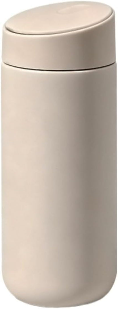 Minimalist Insulated Tumbler for Calm Daily Rituals, 16oz Double Wall Slide Lid Coffee Cup for Home Office Travel (Dark Gray)