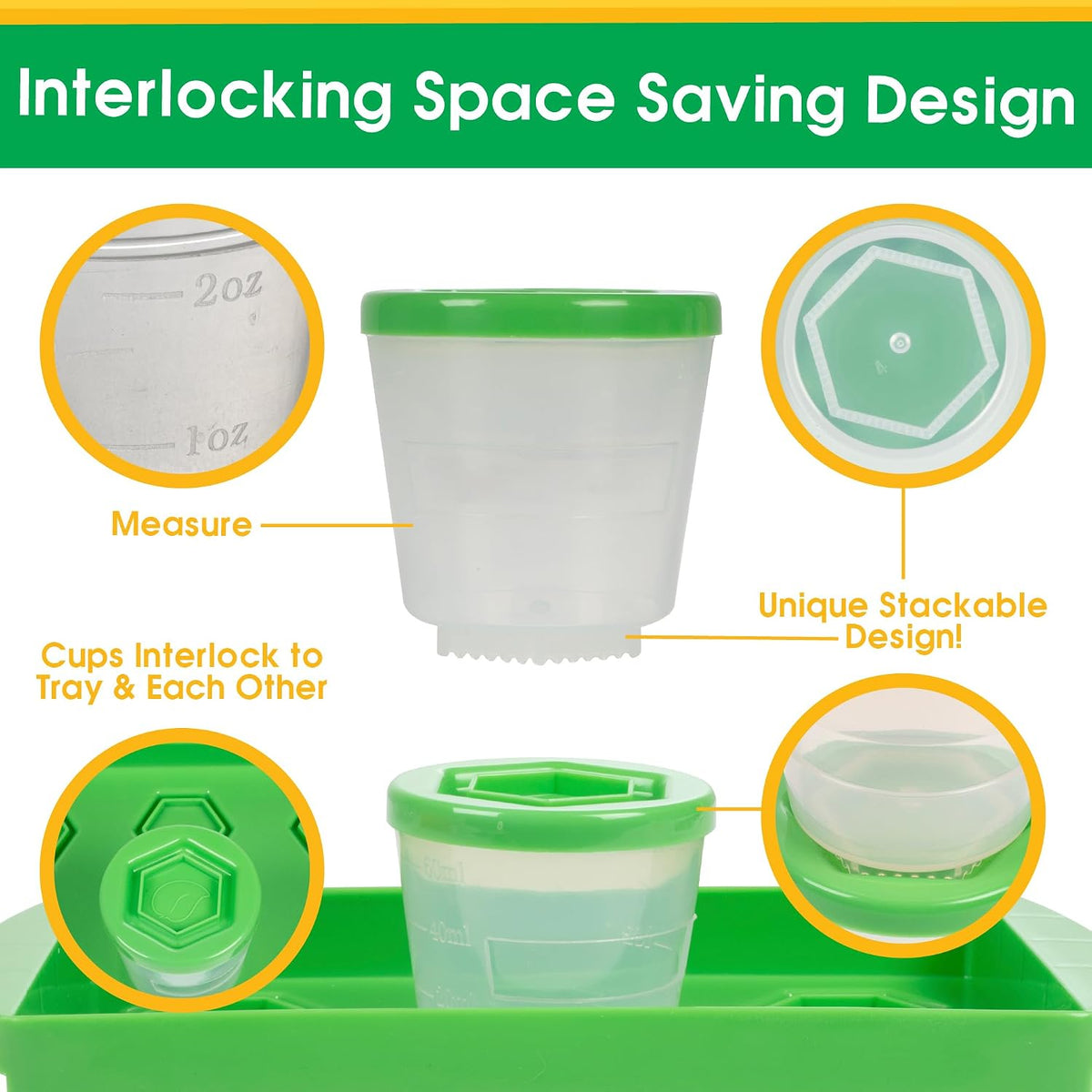 Baby Food Containers: Reusable Stackable Freezer Safe Storage Cups w/ Tray & Dry-erase Marker (Set of 12 - 2oz) BPA & PVC Free