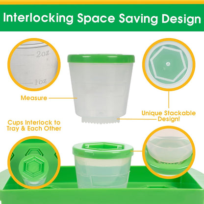 Baby Food Containers: Reusable Stackable Freezer Safe Storage Cups w/ Tray & Dry-erase Marker (Set of 12 - 2oz) BPA & PVC Free