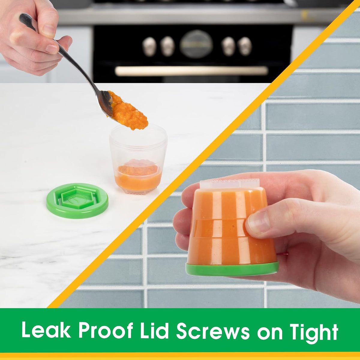 Baby Food Containers: Reusable Stackable Freezer Safe Storage Cups w/ Tray & Dry-erase Marker (Set of 12 - 2oz) BPA & PVC Free