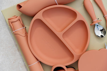 Food-grade Silicone Baby Feeding Set – 10 Pieces | BPA-Free | Includes Plate, Bowl, Sippy cup, 2 Spoons, 2Forks & Bib | Non-Slip, Microwave & Dishwasher Safe – Pink