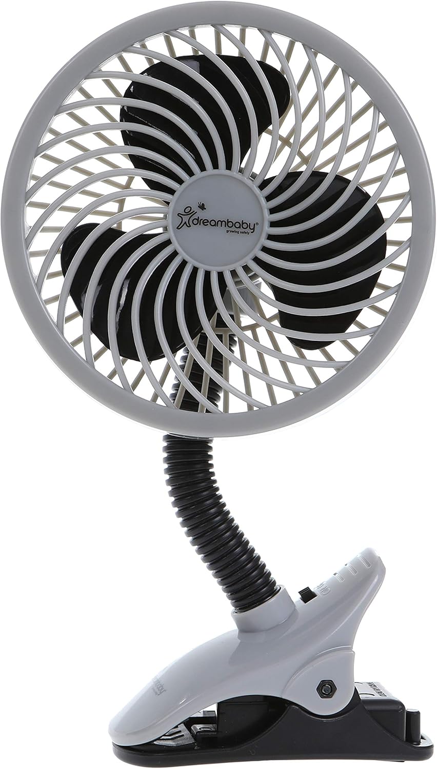 Caged Deluxe EZY-Fit Clip-on Fan - with Flexible Neck for Adjustable Air Flow - Perfect for Strollers, Cribs, Wheelchairs, Beach, Camping & Pool - White - 1 Pack