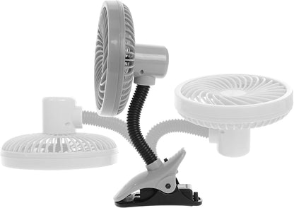 Caged Deluxe EZY-Fit Clip-on Fan - with Flexible Neck for Adjustable Air Flow - Perfect for Strollers, Cribs, Wheelchairs, Beach, Camping & Pool - White - 1 Pack