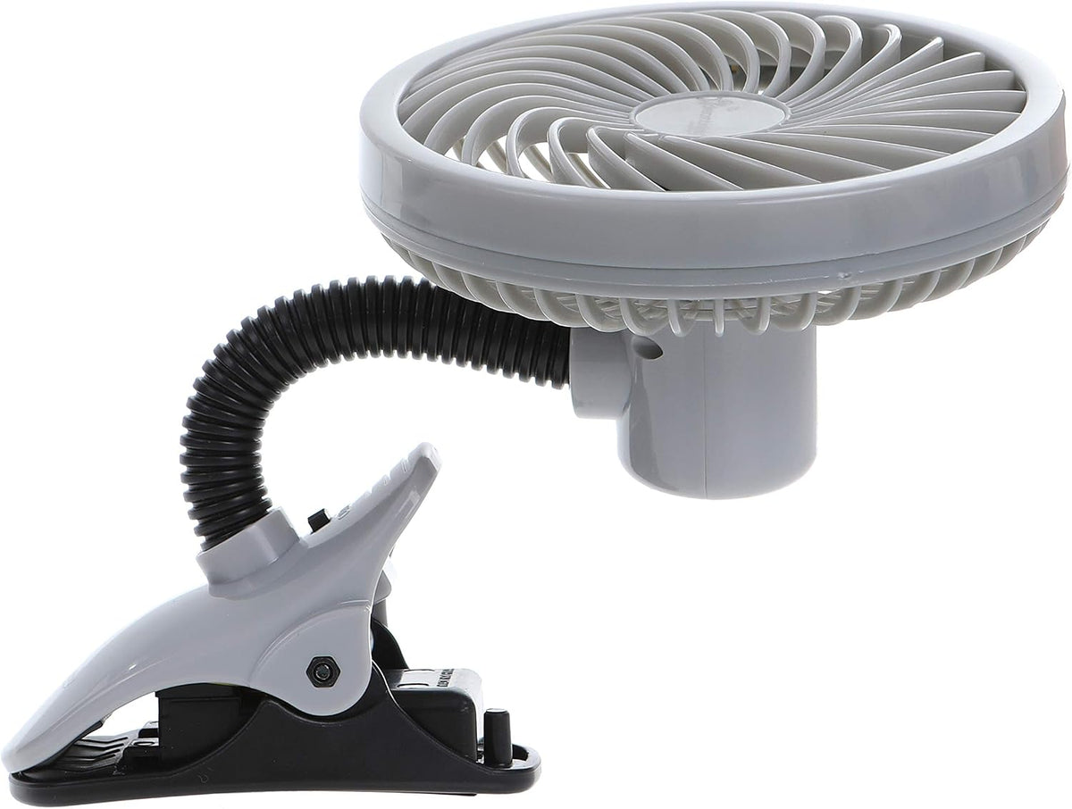 Caged Deluxe EZY-Fit Clip-on Fan - with Flexible Neck for Adjustable Air Flow - Perfect for Strollers, Cribs, Wheelchairs, Beach, Camping & Pool - White - 1 Pack