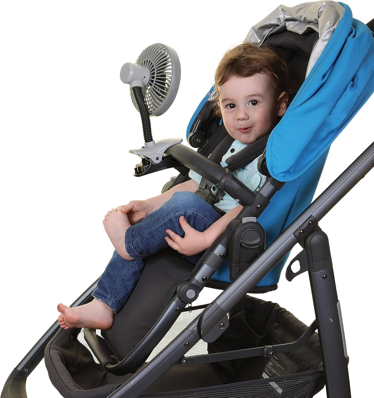 Caged Deluxe EZY-Fit Clip-on Fan - with Flexible Neck for Adjustable Air Flow - Perfect for Strollers, Cribs, Wheelchairs, Beach, Camping & Pool - White - 1 Pack