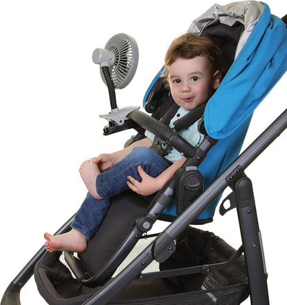 Caged Deluxe EZY-Fit Clip-on Fan - with Flexible Neck for Adjustable Air Flow - Perfect for Strollers, Cribs, Wheelchairs, Beach, Camping & Pool - White - 1 Pack