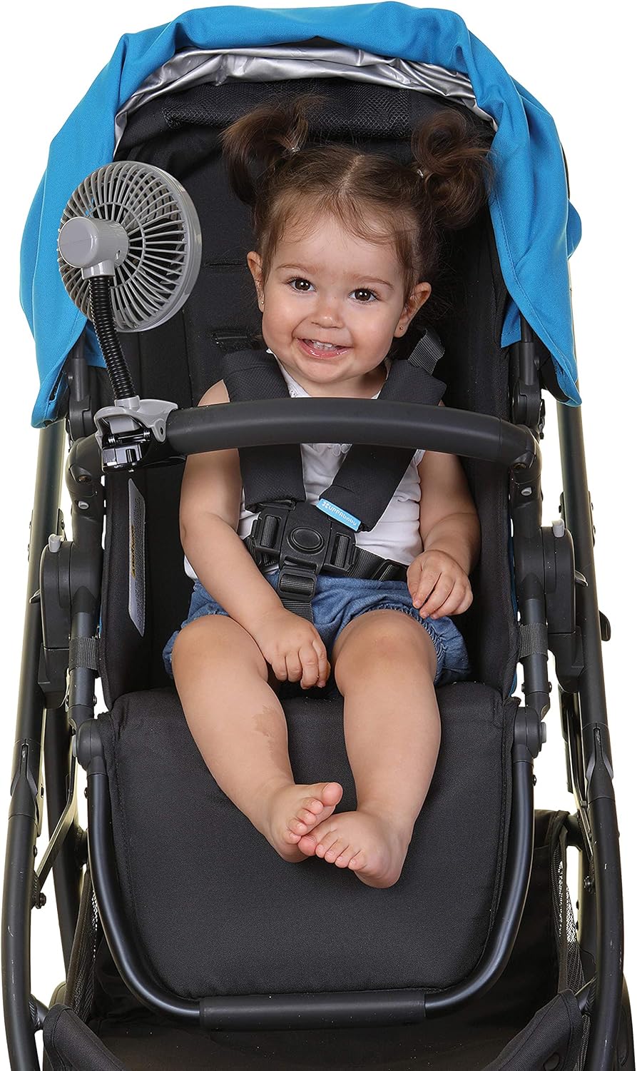 Caged Deluxe EZY-Fit Clip-on Fan - with Flexible Neck for Adjustable Air Flow - Perfect for Strollers, Cribs, Wheelchairs, Beach, Camping & Pool - White - 1 Pack