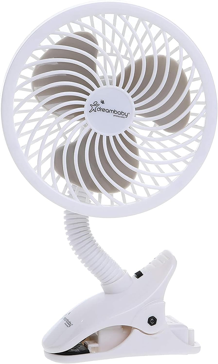 Caged Deluxe EZY-Fit Clip-on Fan - with Flexible Neck for Adjustable Air Flow - Perfect for Strollers, Cribs, Wheelchairs, Beach, Camping & Pool - White - 1 Pack