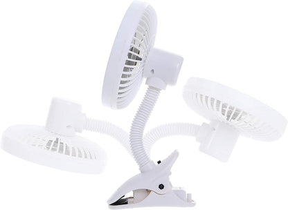 Caged Deluxe EZY-Fit Clip-on Fan - with Flexible Neck for Adjustable Air Flow - Perfect for Strollers, Cribs, Wheelchairs, Beach, Camping & Pool - White - 1 Pack