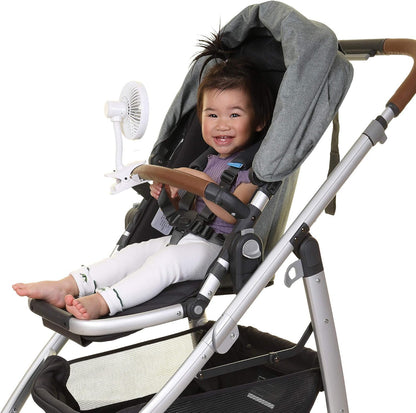 Caged Deluxe EZY-Fit Clip-on Fan - with Flexible Neck for Adjustable Air Flow - Perfect for Strollers, Cribs, Wheelchairs, Beach, Camping & Pool - White - 1 Pack