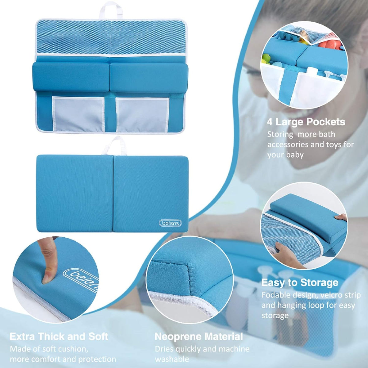 Bath Kneeler and Elbow Rest Pad Set, 1.5 Inch Thick Memory Foam Mat