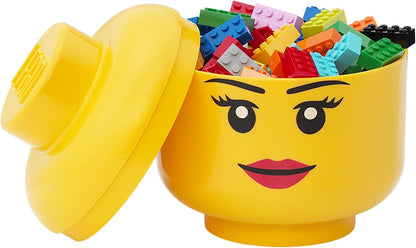 LEGO Storage Heads Stackable Storage Container - Buildable Organizational Bins for Kid’s Toys and Accessories - 9.45 x 9.45 x 10.67in - Large, Pumpkin, Holds 500 Bricks
