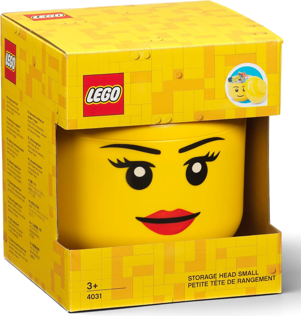 LEGO Storage Heads Stackable Storage Container - Buildable Organizational Bins for Kid’s Toys and Accessories - 9.45 x 9.45 x 10.67in - Large, Pumpkin, Holds 500 Bricks