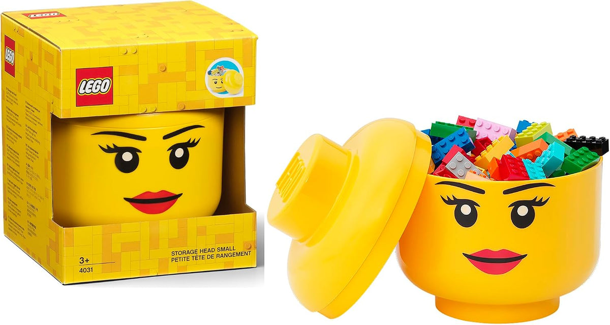 LEGO Storage Heads Stackable Storage Container - Buildable Organizational Bins for Kid’s Toys and Accessories - 9.45 x 9.45 x 10.67in - Large, Pumpkin, Holds 500 Bricks