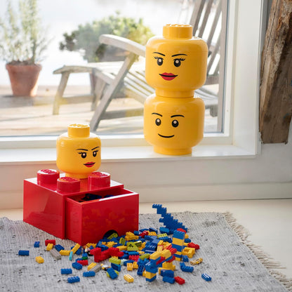 LEGO Storage Heads Stackable Storage Container - Buildable Organizational Bins for Kid’s Toys and Accessories - 9.45 x 9.45 x 10.67in - Large, Pumpkin, Holds 500 Bricks