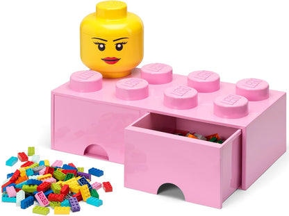 LEGO Storage Heads Stackable Storage Container - Buildable Organizational Bins for Kid’s Toys and Accessories - 9.45 x 9.45 x 10.67in - Large, Pumpkin, Holds 500 Bricks
