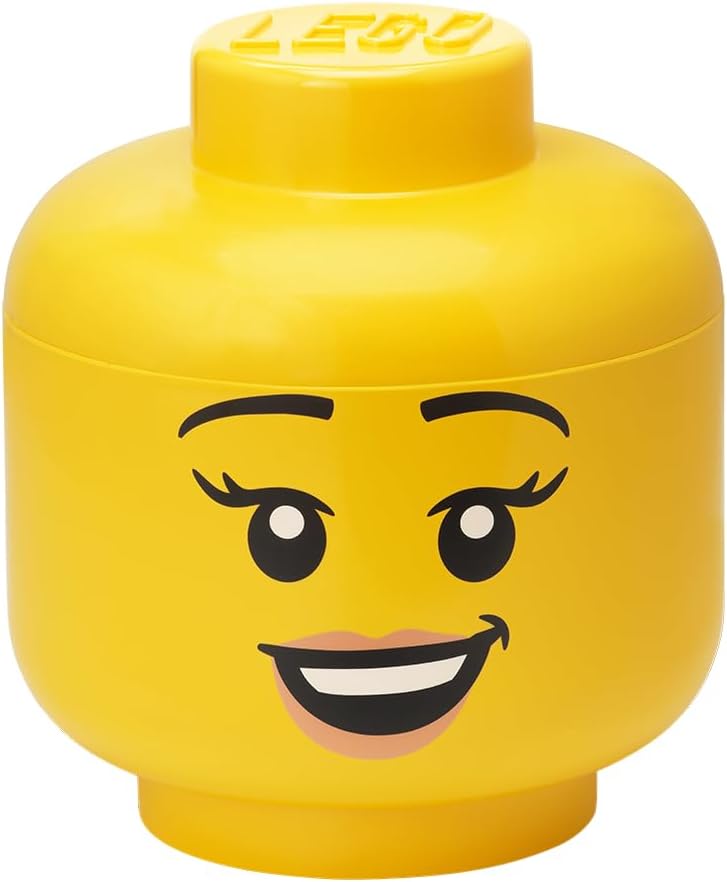 LEGO Storage Heads Stackable Storage Container - Buildable Organizational Bins for Kid’s Toys and Accessories - 9.45 x 9.45 x 10.67in - Large, Pumpkin, Holds 500 Bricks