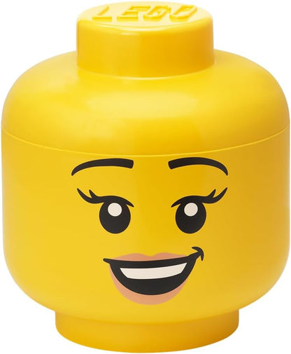 LEGO Storage Heads Stackable Storage Container - Buildable Organizational Bins for Kid’s Toys and Accessories - 9.45 x 9.45 x 10.67in - Large, Pumpkin, Holds 500 Bricks