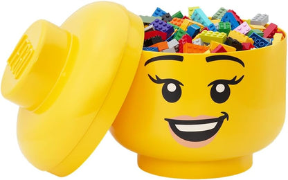 LEGO Storage Heads Stackable Storage Container - Buildable Organizational Bins for Kid’s Toys and Accessories - 9.45 x 9.45 x 10.67in - Large, Pumpkin, Holds 500 Bricks