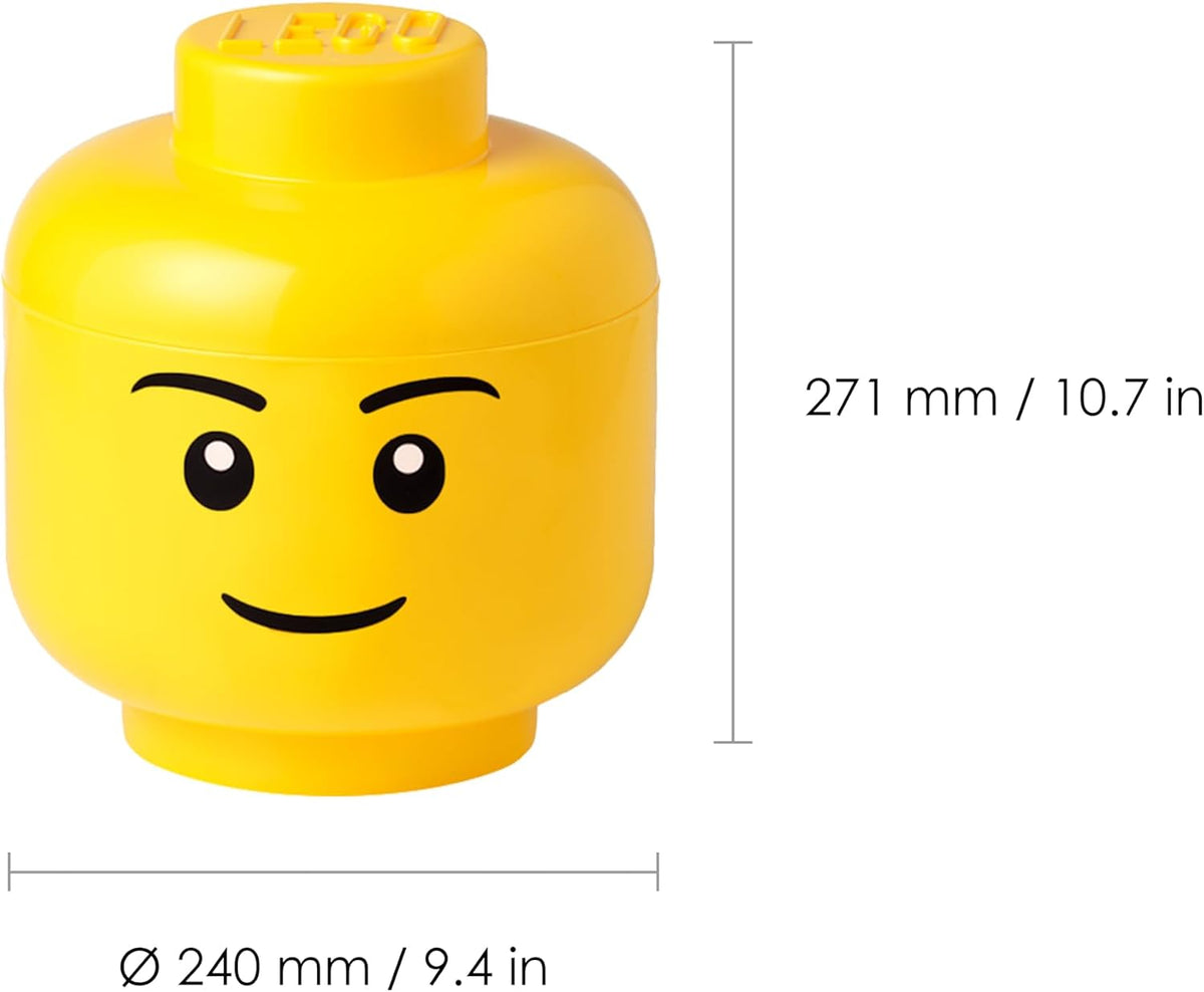LEGO Storage Heads Stackable Storage Container - Buildable Organizational Bins for Kid’s Toys and Accessories - 9.45 x 9.45 x 10.67in - Large, Pumpkin, Holds 500 Bricks