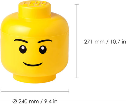 LEGO Storage Heads Stackable Storage Container - Buildable Organizational Bins for Kid’s Toys and Accessories - 9.45 x 9.45 x 10.67in - Large, Pumpkin, Holds 500 Bricks